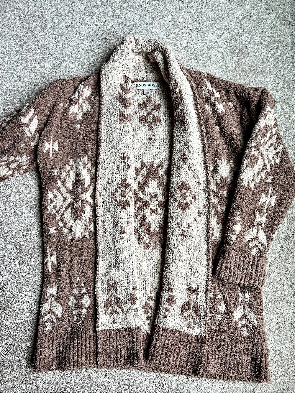 Knox Rose Cardigan in Brown & Cream Small